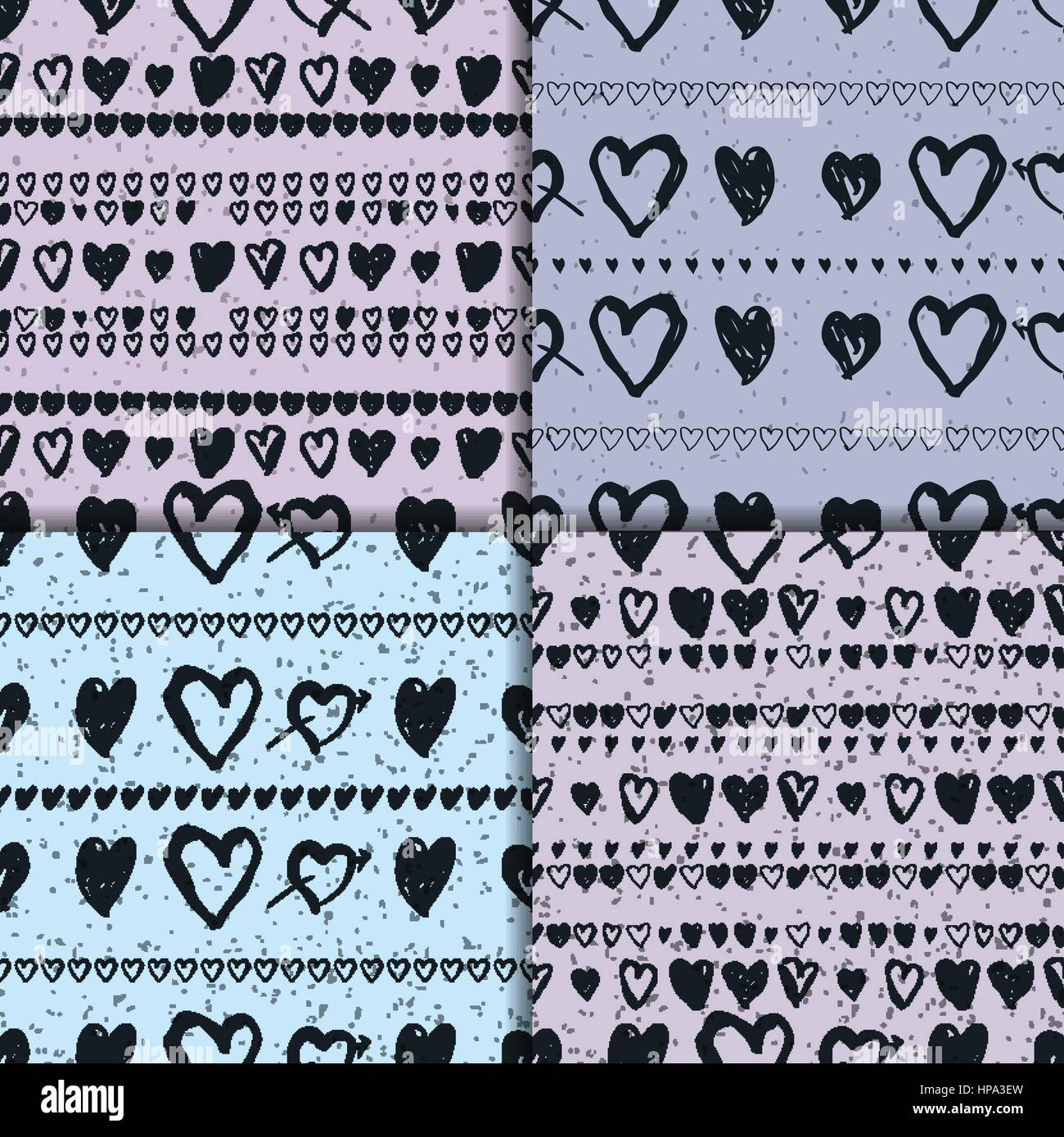 Doodle seamless pattern set with hearts Stock Vector Image & Art - Alamy