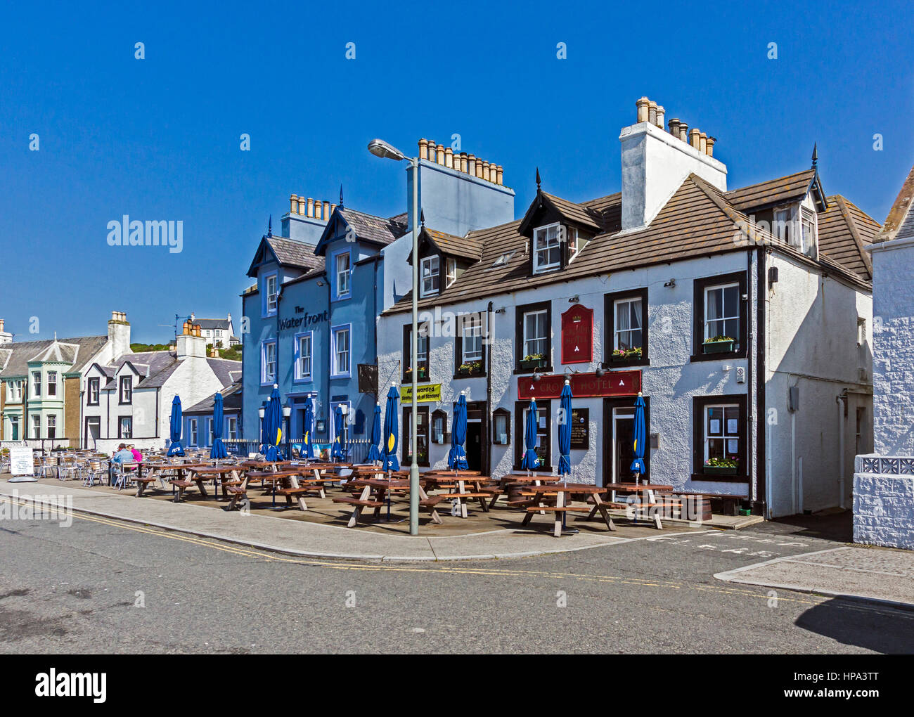 The Waterfront and Crown Hotel in small town Portpatrick in Dumfries and Galloway ScotlandUK Stock Photo