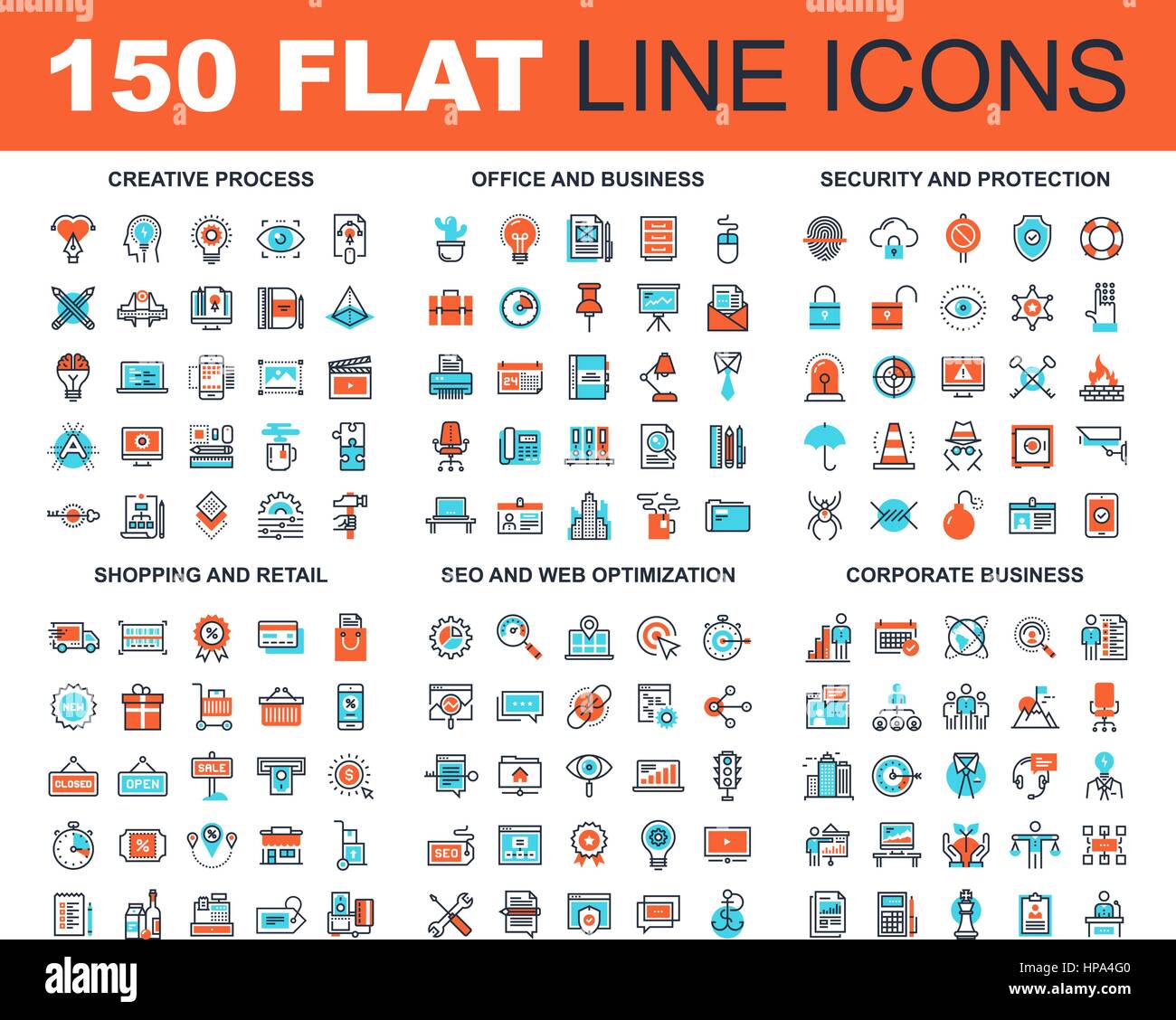 Flat Line Web Icons Stock Vector Image & Art - Alamy