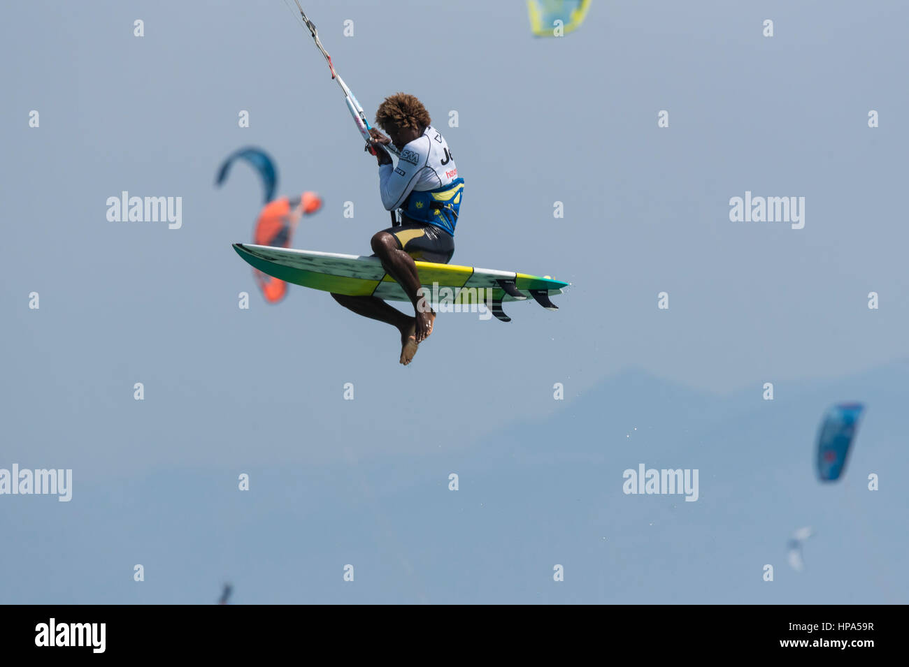 Kitesurfing action. Stock Photo