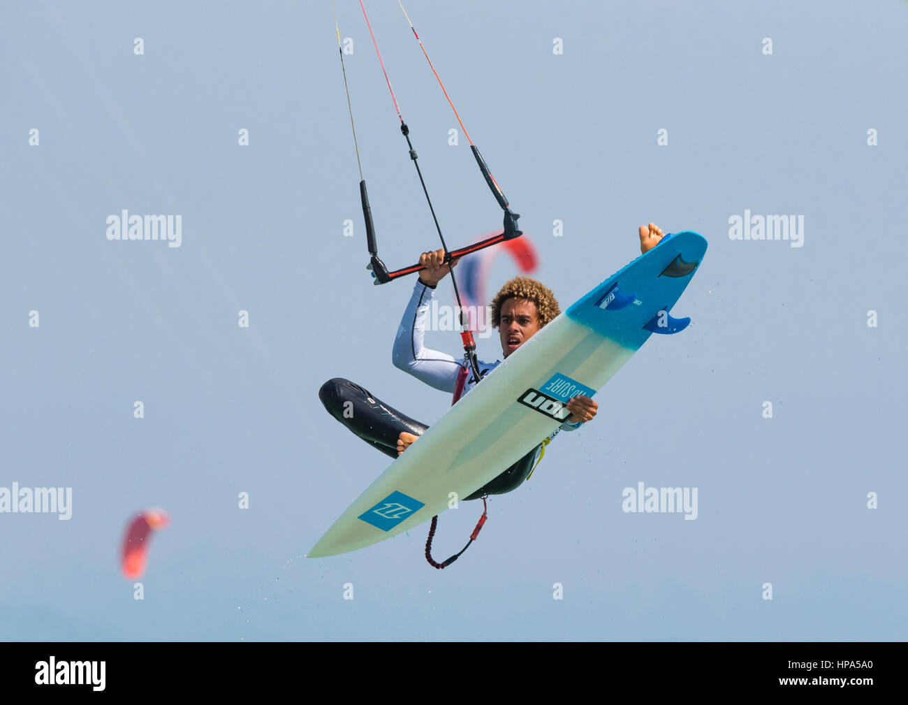 Kitesurfing action. Stock Photo