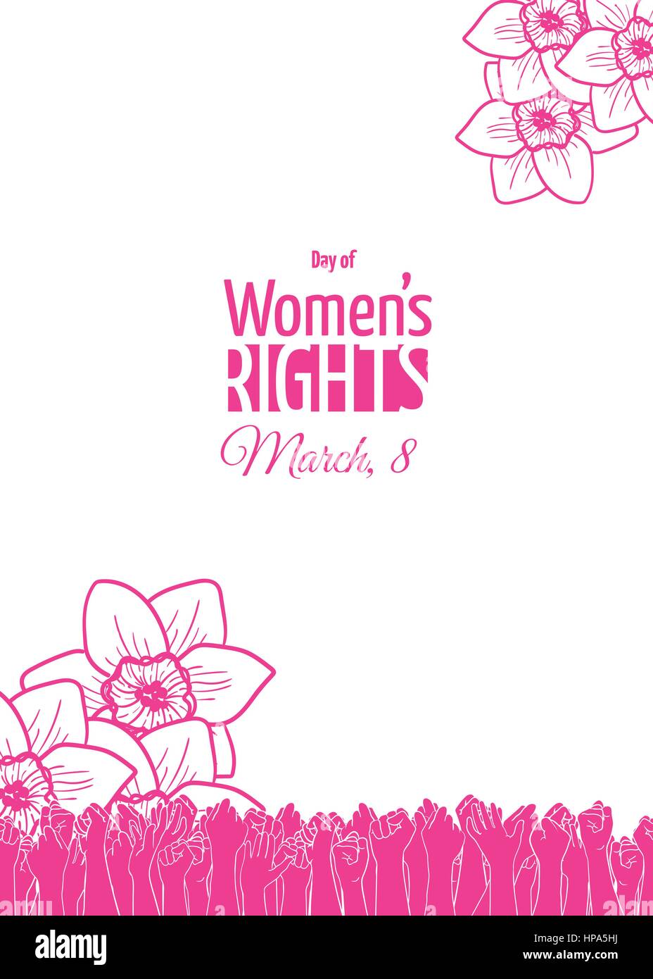 March 8 card or banner template. Historically, International Womens Day is the day of women's rights and emancipation Stock Vector