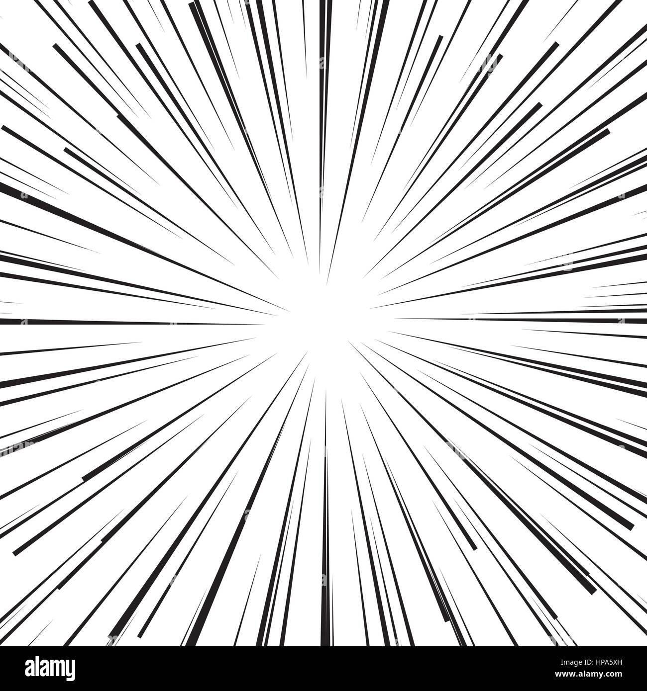 Radial comics lines. Comic book speed horizontal line cover speed texture  action ray explosion hero drawing cartoon set Stock Vector