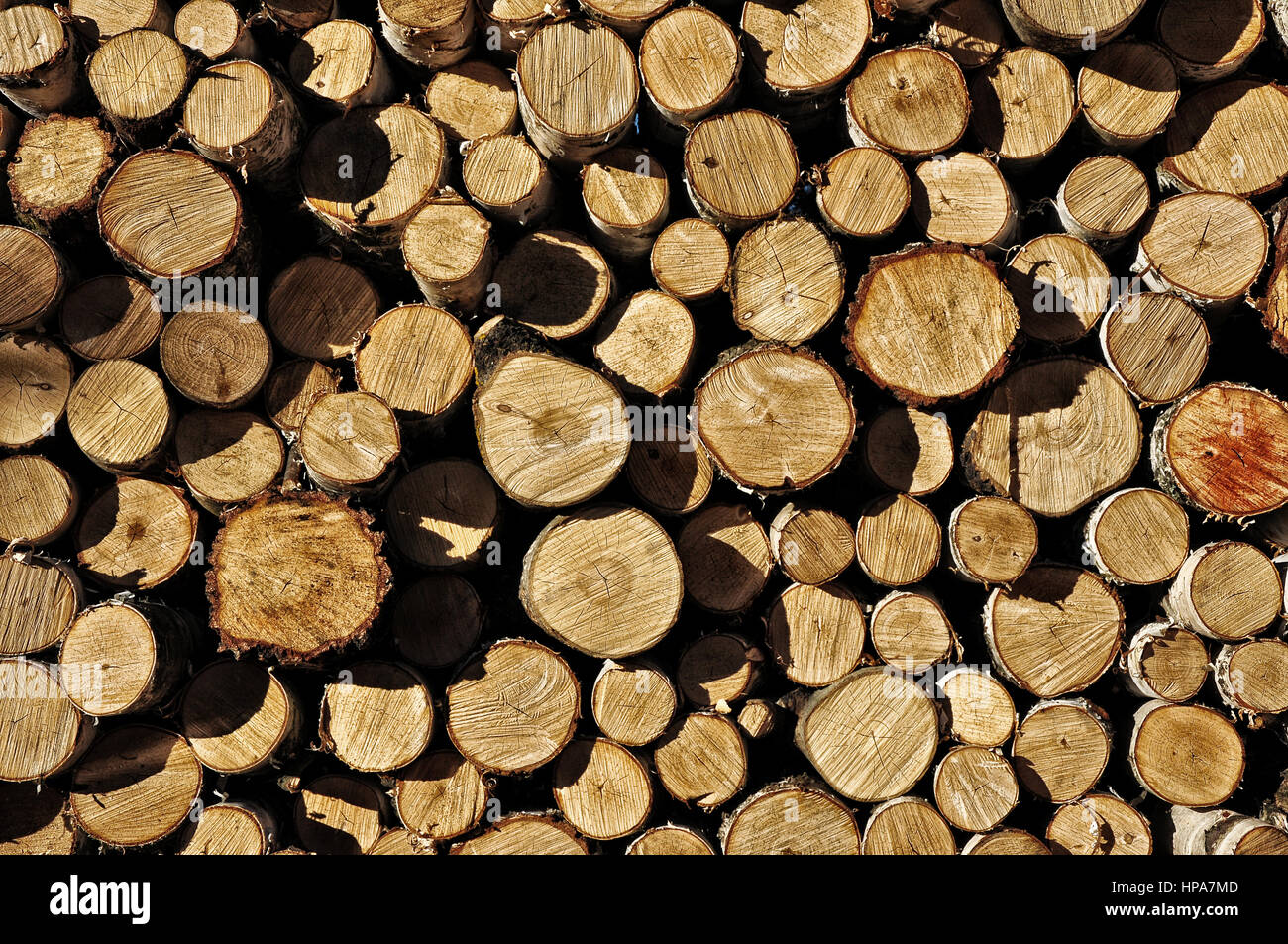 Chopped firewood stacked for winter. Natural background pattern Stock ...
