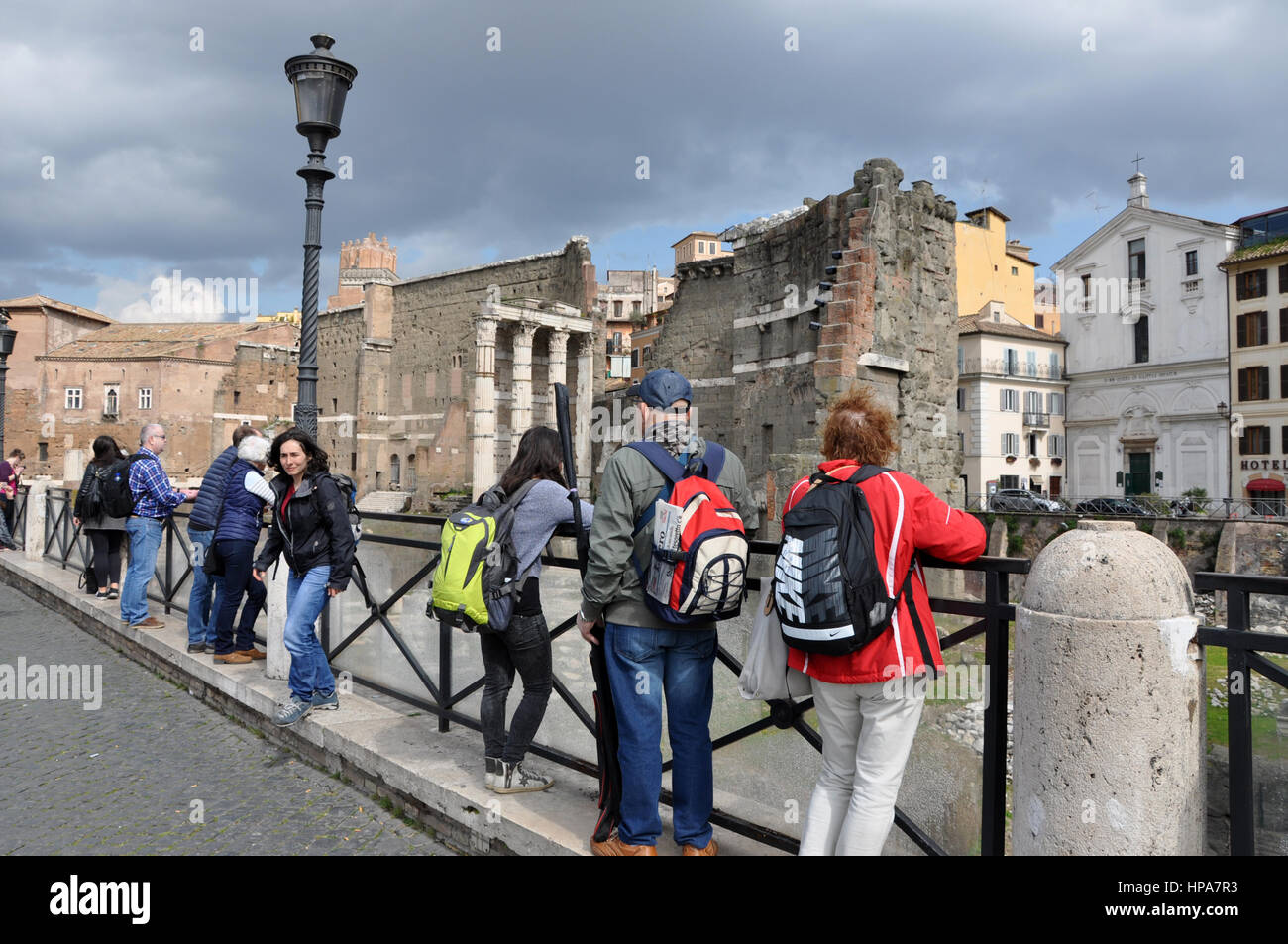 Imperial Way Rome ROME, ITALY - MARCH 15, 2016: Tourists visiting the ancient Roman ...