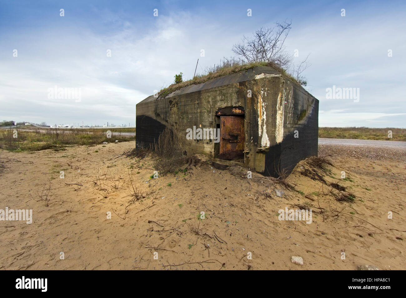 Bunker (Blockhouse) from World War II near The Jungle, Calais Stock