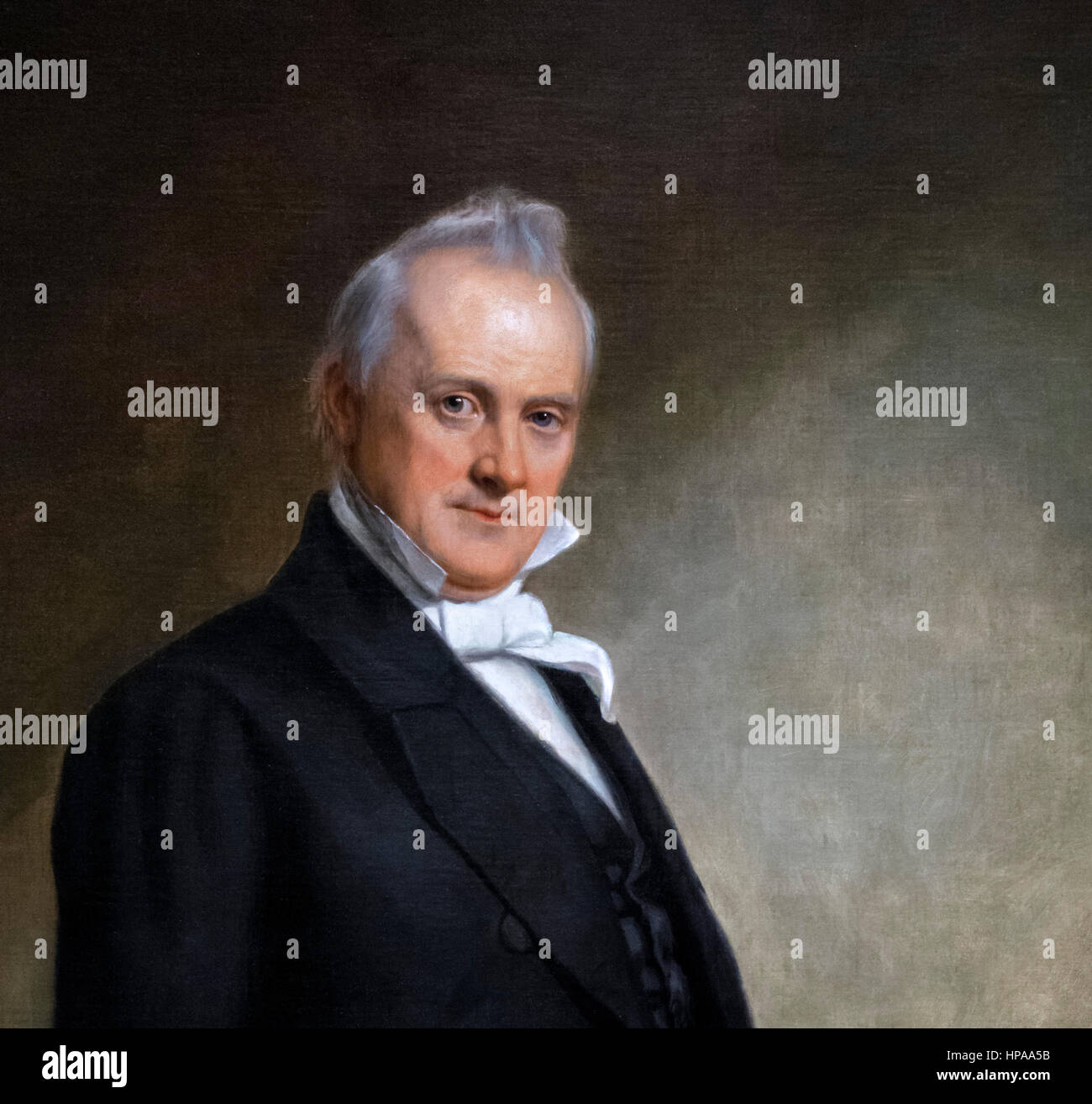 James Buchanan (1791-1868). Portrait of the 15th US President James Buchanan by George Peter Alexander Healy, oil on canvas, 1859. Detail from a larger painting, HPAA5C. Stock Photo