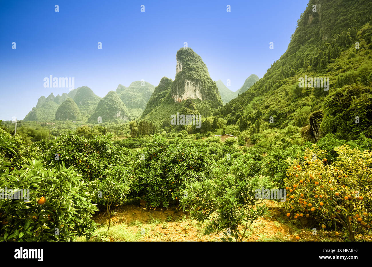 Karst landscape in yangshuo china Stock Photo