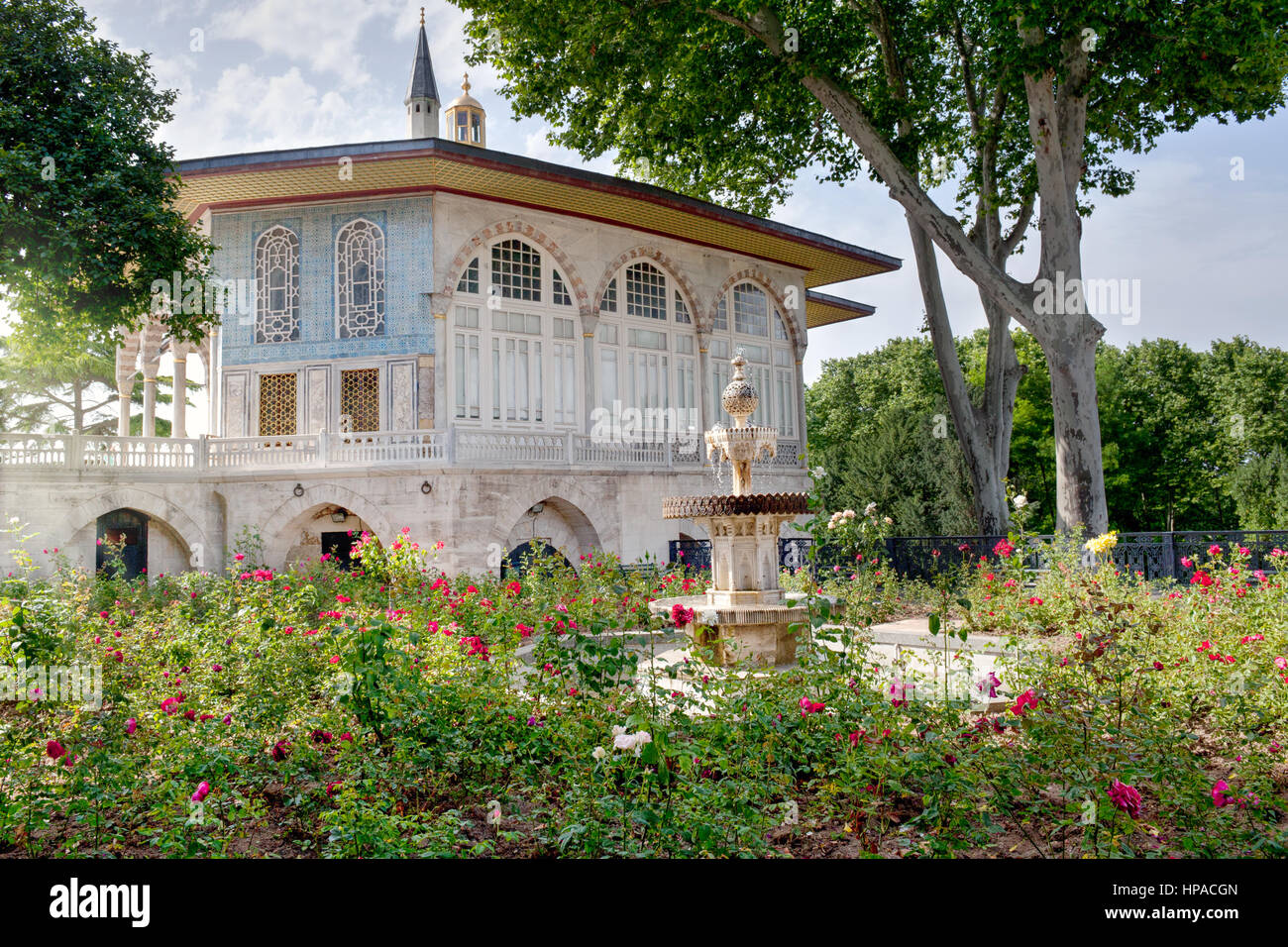 Fountain with Baghdad Pavilion - Topkapi Palace, Istanbul,Turkey Stock Photo