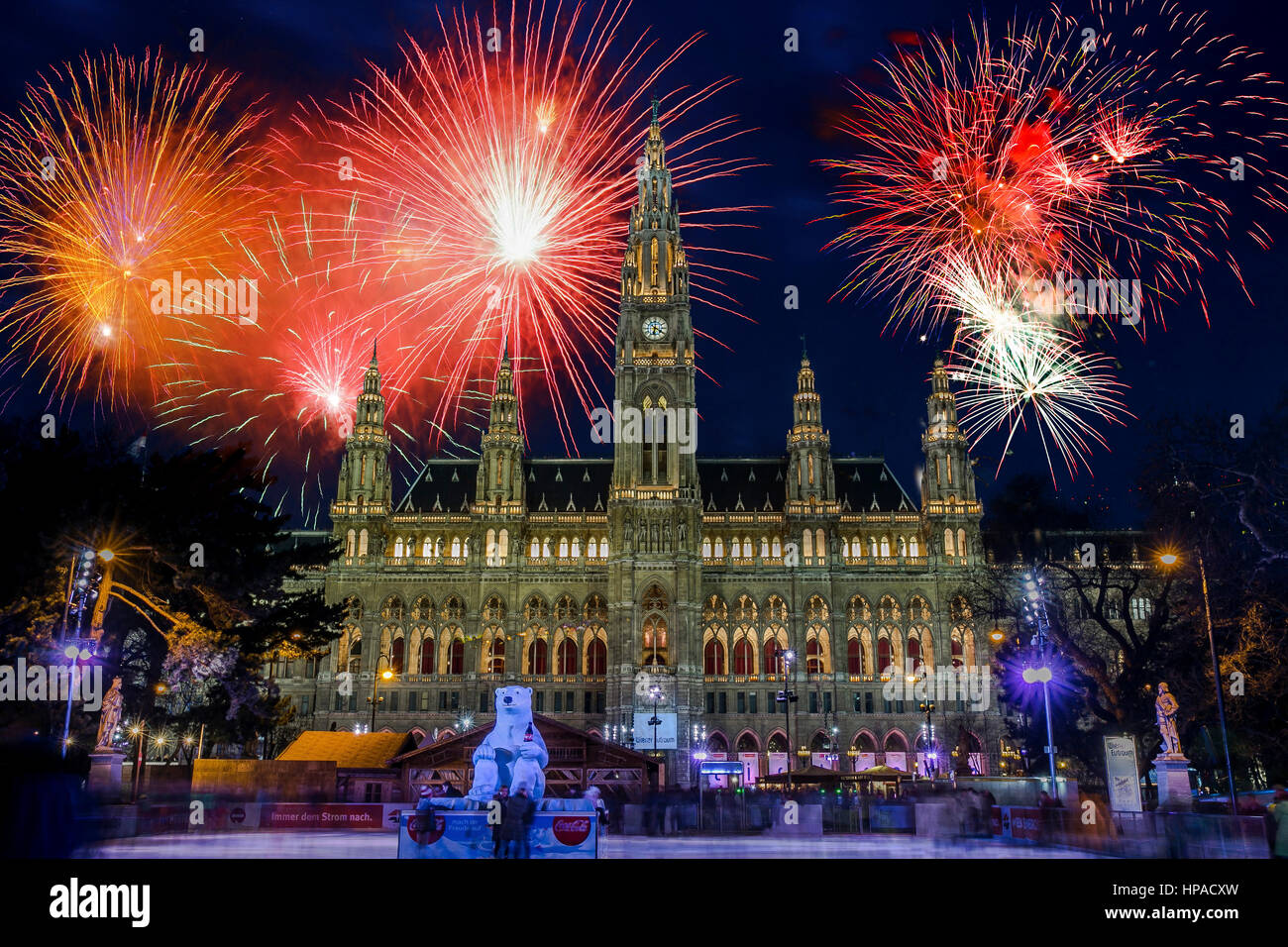 Fireworks over City Hall, New Year