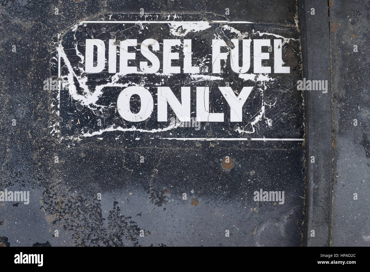 Damaged Diesel Fuel Only Label on Heavy Machinery Stock Photo Alamy