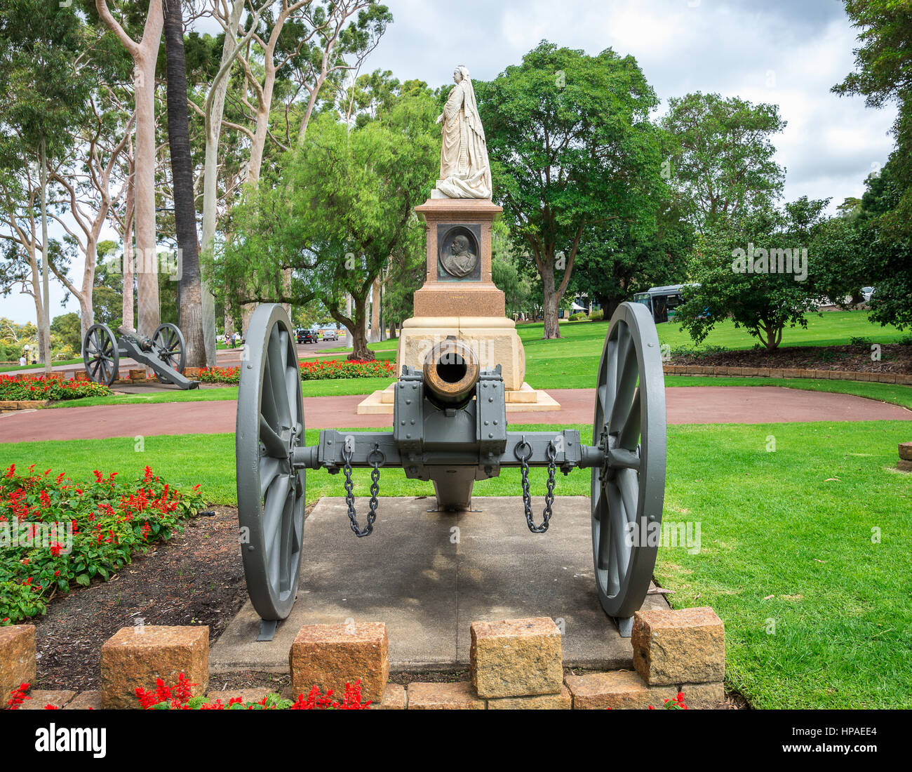 A statue of Queen Victoria in Kings Park and Botanical Gardens in Perth, Western Australia Stock