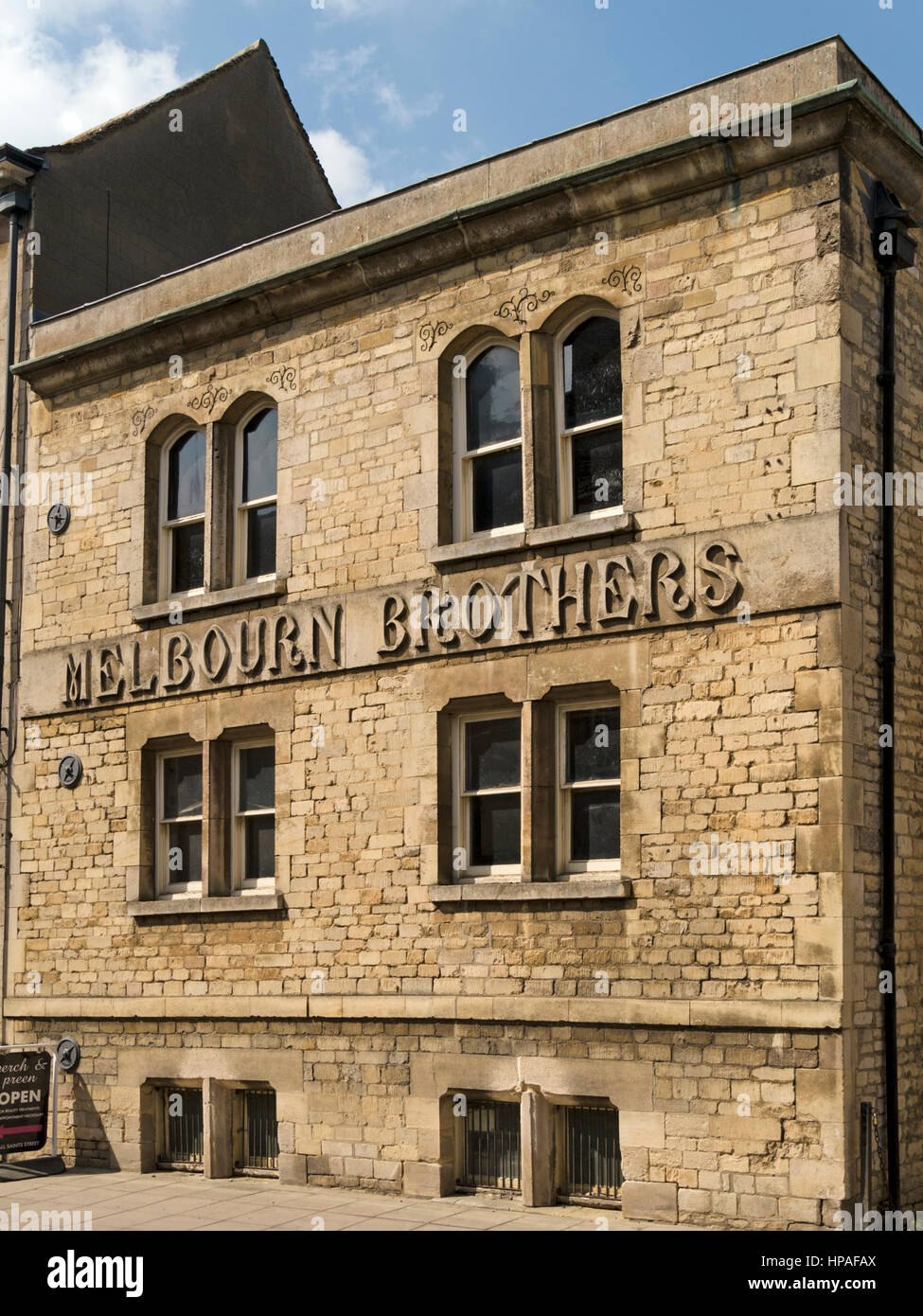 Melbourn Brothers Brewery sign, Stamford, Lincolnshire, England, UK Stock Photo
