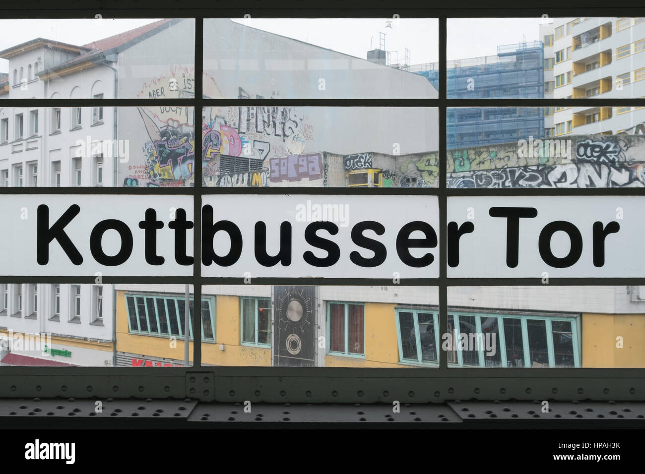 Berlin, Germany - February 19, 2017: Subway station sign at Kottbusser Tor in Berlin, Kreuzberg. Stock Photo