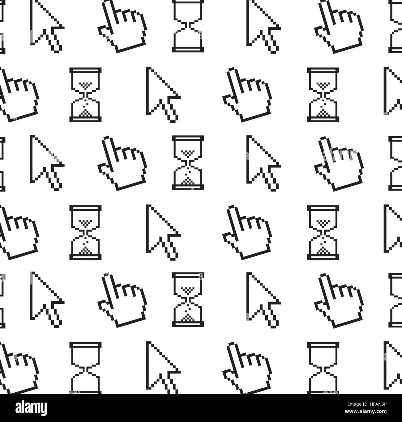 monochrome background with computer cursors vector illustration Stock