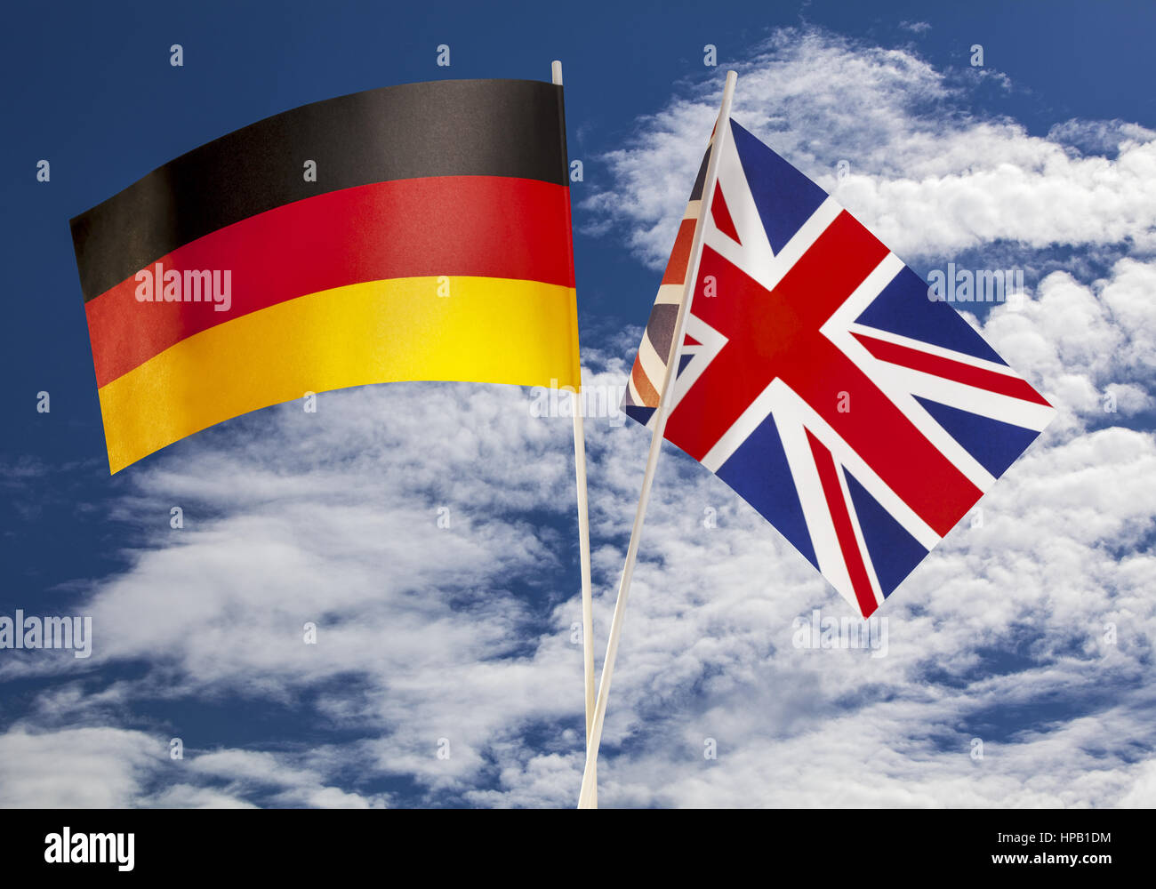 Faehnchen in den deutschen und englischen Nationalfarben Stock Photo