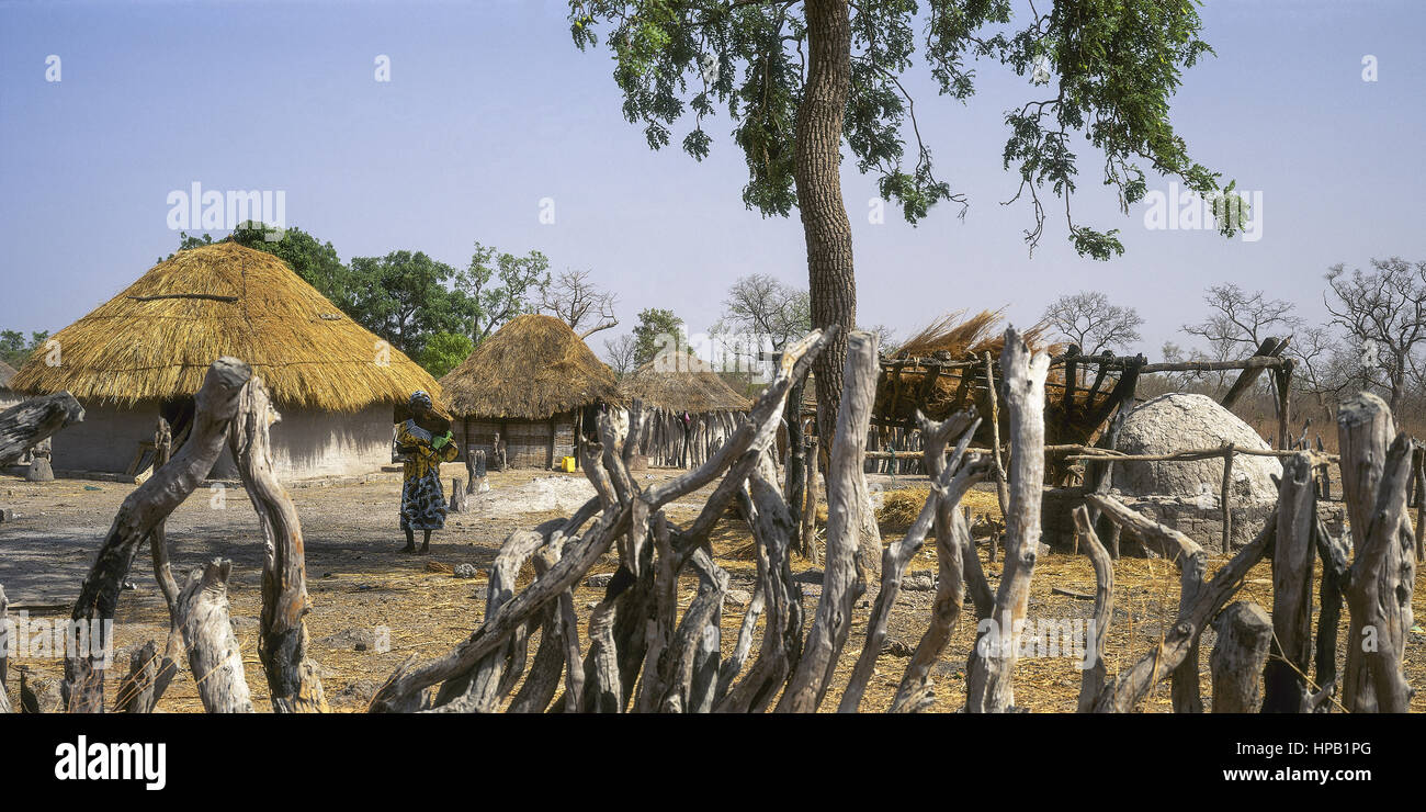 Rundhuetten-Dorf, Gambia Stock Photo