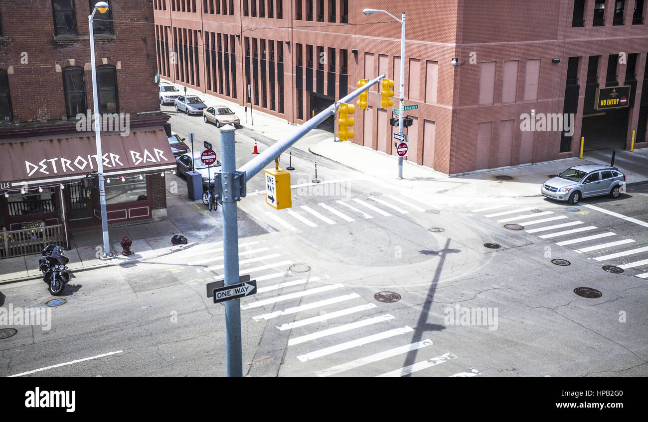 Strassenkreuzung in Detroit, USA Stock Photo