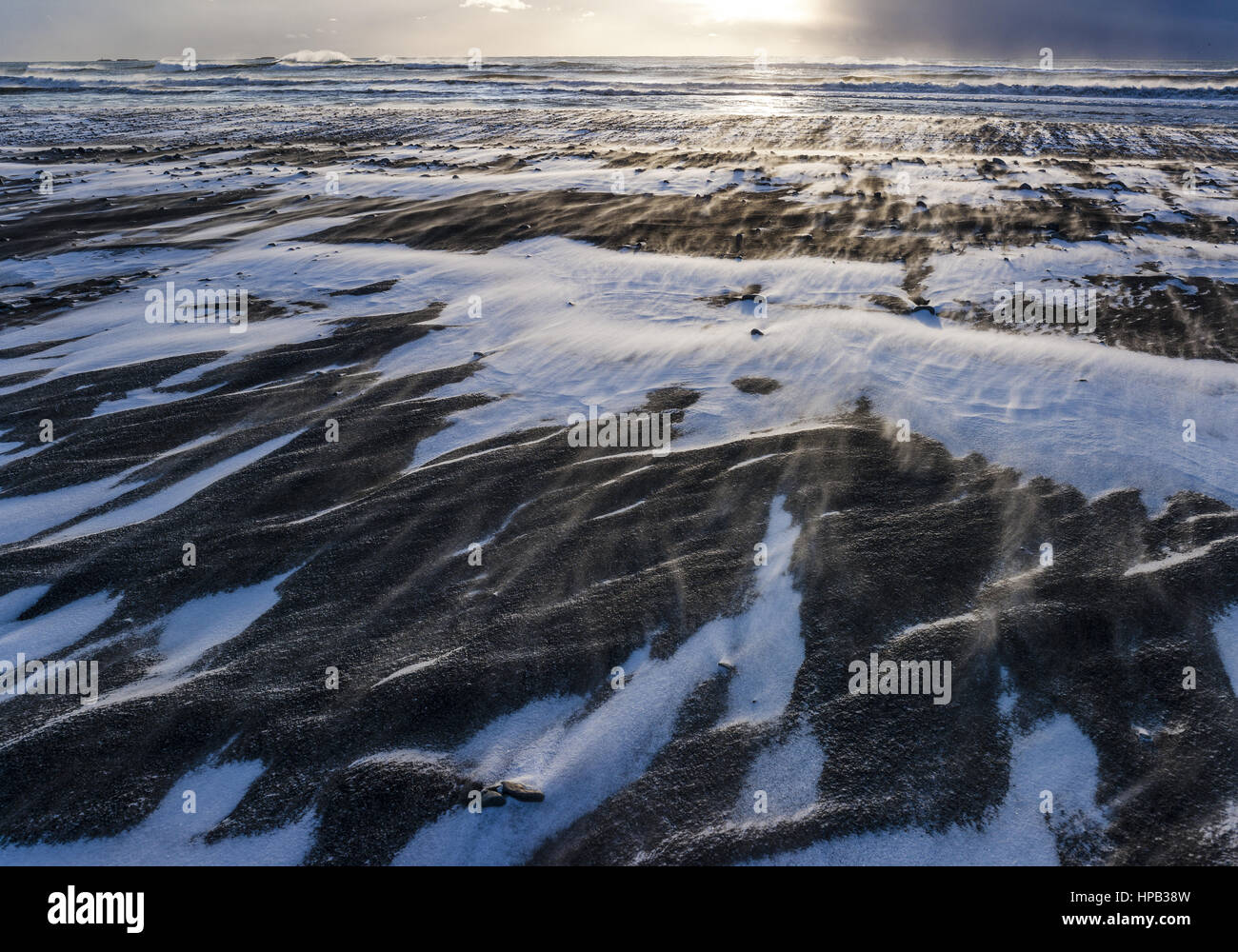 Schneeverwehungen auf Island,Austurland Stock Photo