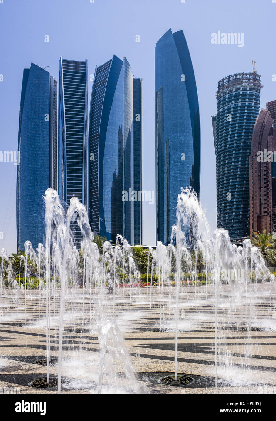 Etihad Towers in Abu Dhabi, VAE Stock Photo