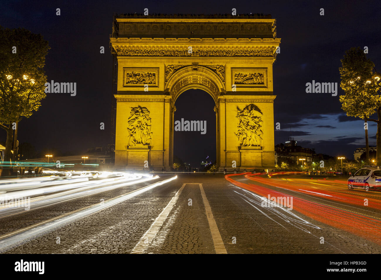 Paris, Frankreich, Triumphbogen, Place Charles-de-Gaulle, Nachtaufnahme Stock Photo