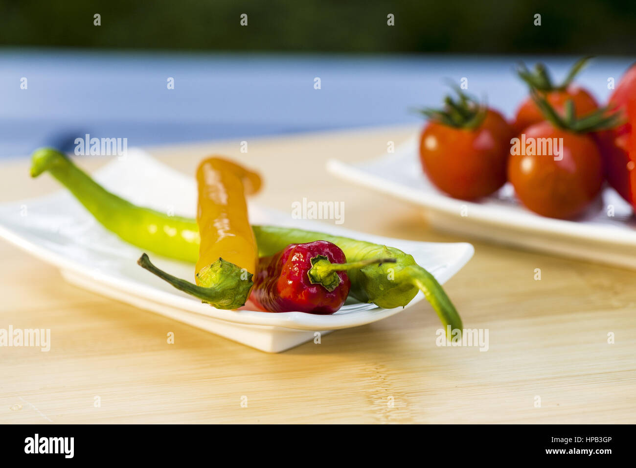 Peperoni und Tomaten Stock Photo