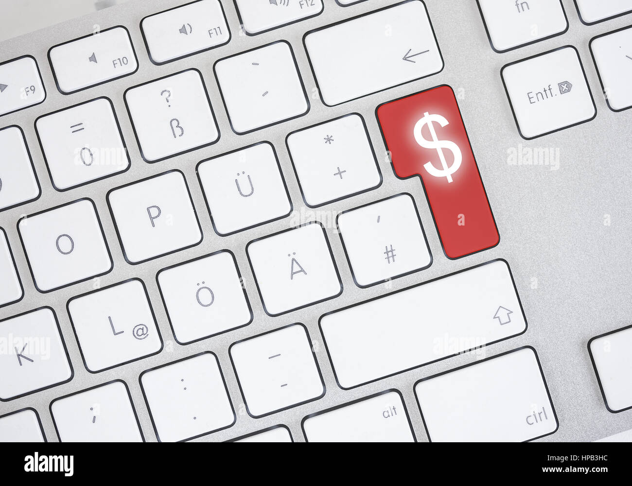 Farbiges Dollar-Symbol auf PC-Tastatur Stock Photo