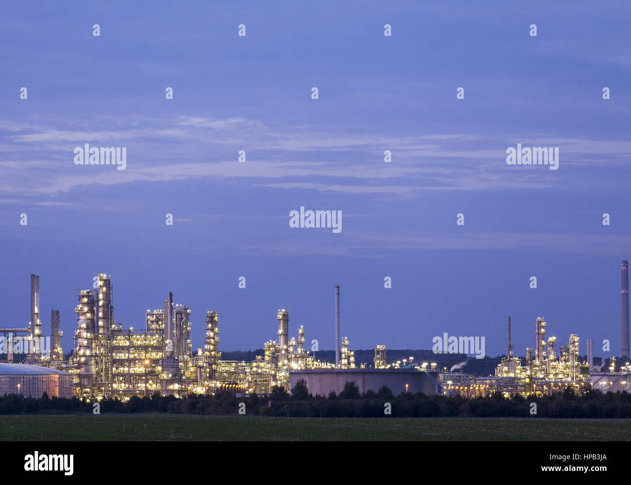 Raffinerie, Nachtaufnahme, Deutschland Stock Photo