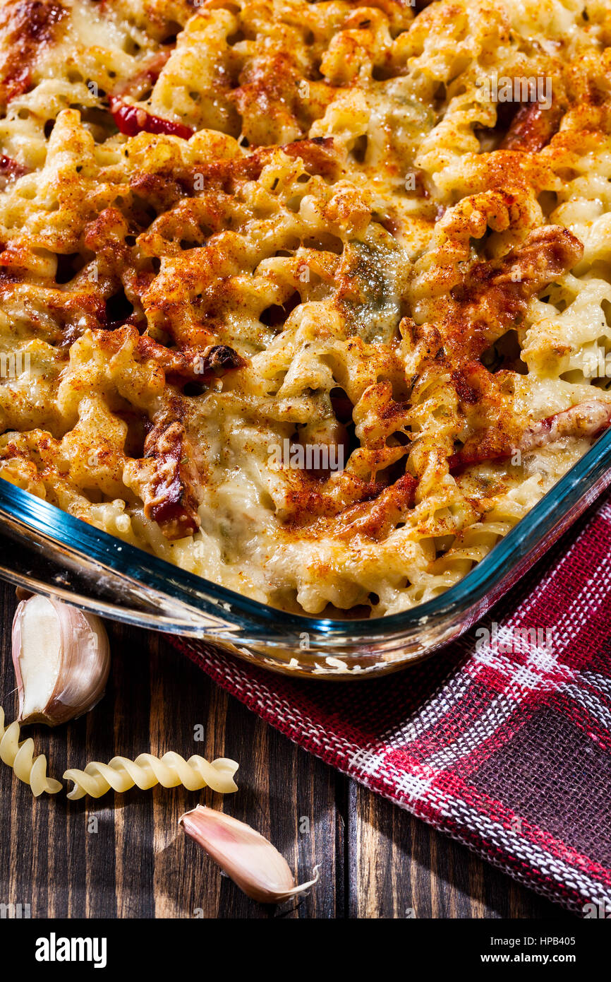 Casserole fusilli pasta with sausage, zucchini, paprika and cheese Stock Photo Alamy