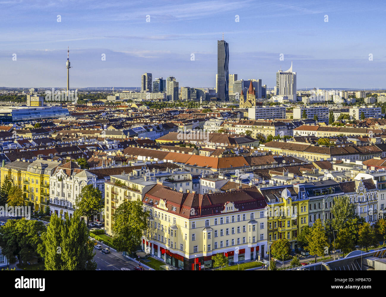 Wien mit Blick auf Donau-City, Oesterreich Stock Photo