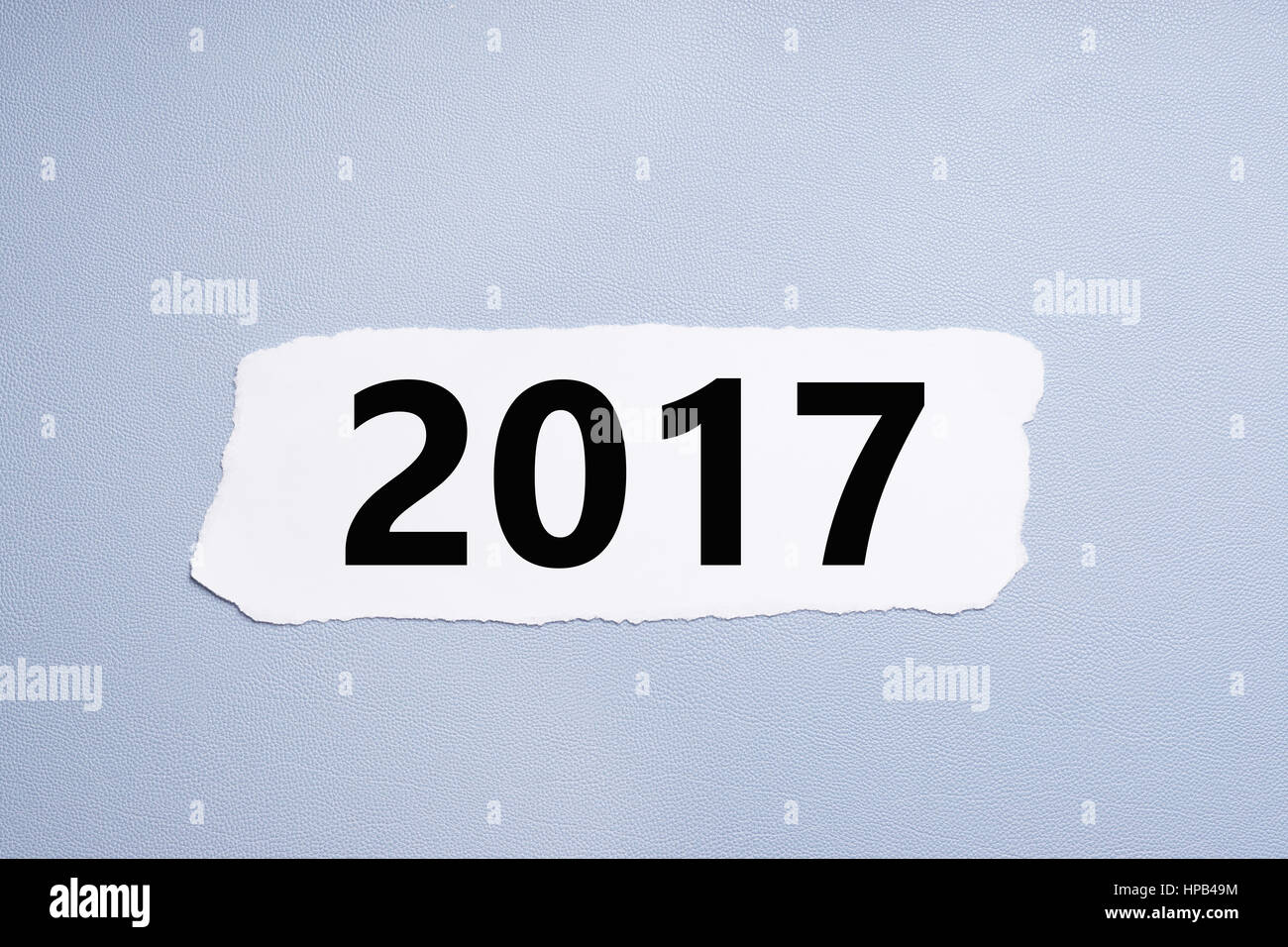 2017 printed on torn piece of paper Stock Photo