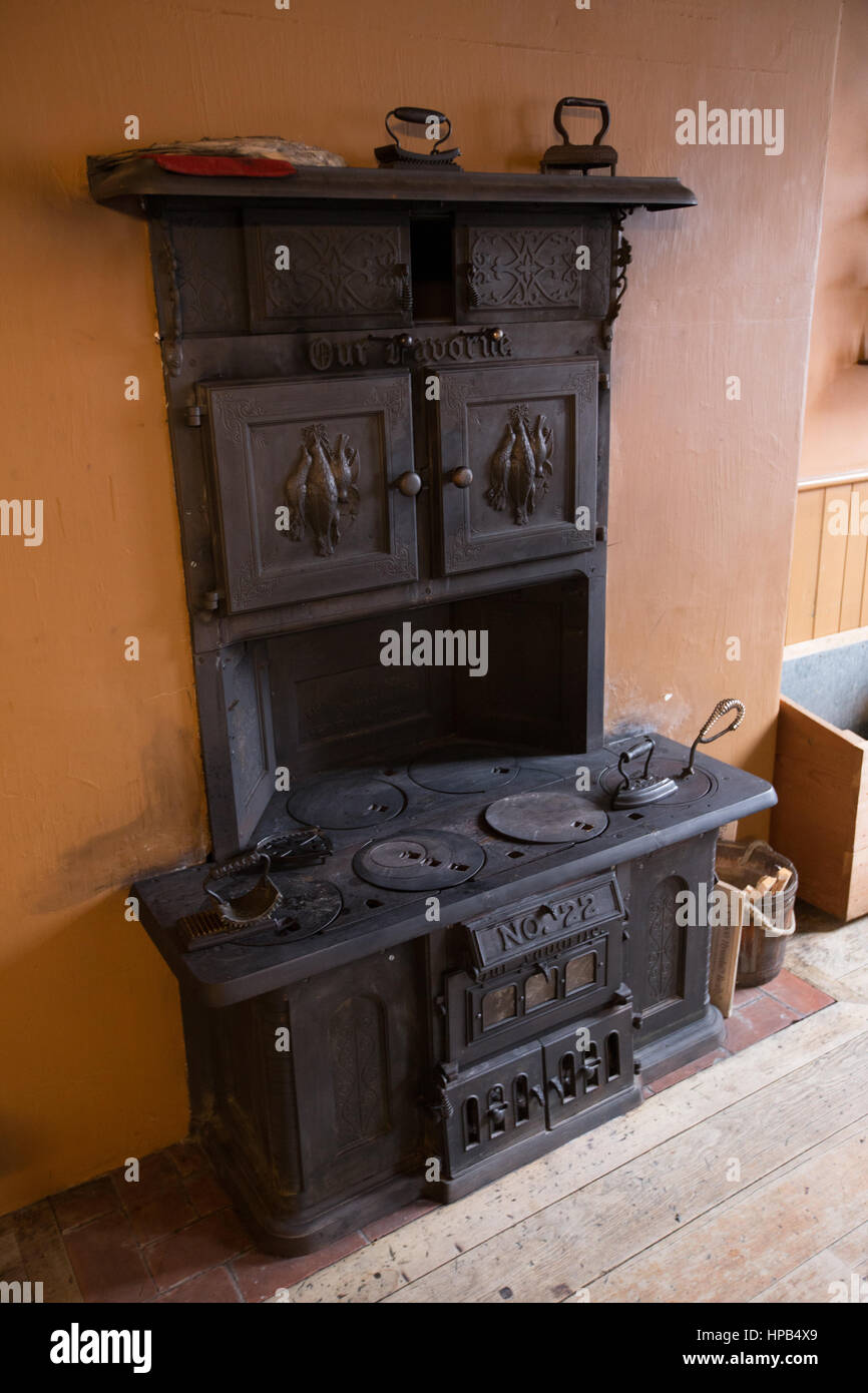 Antique kitchen stove oven Stock Photo