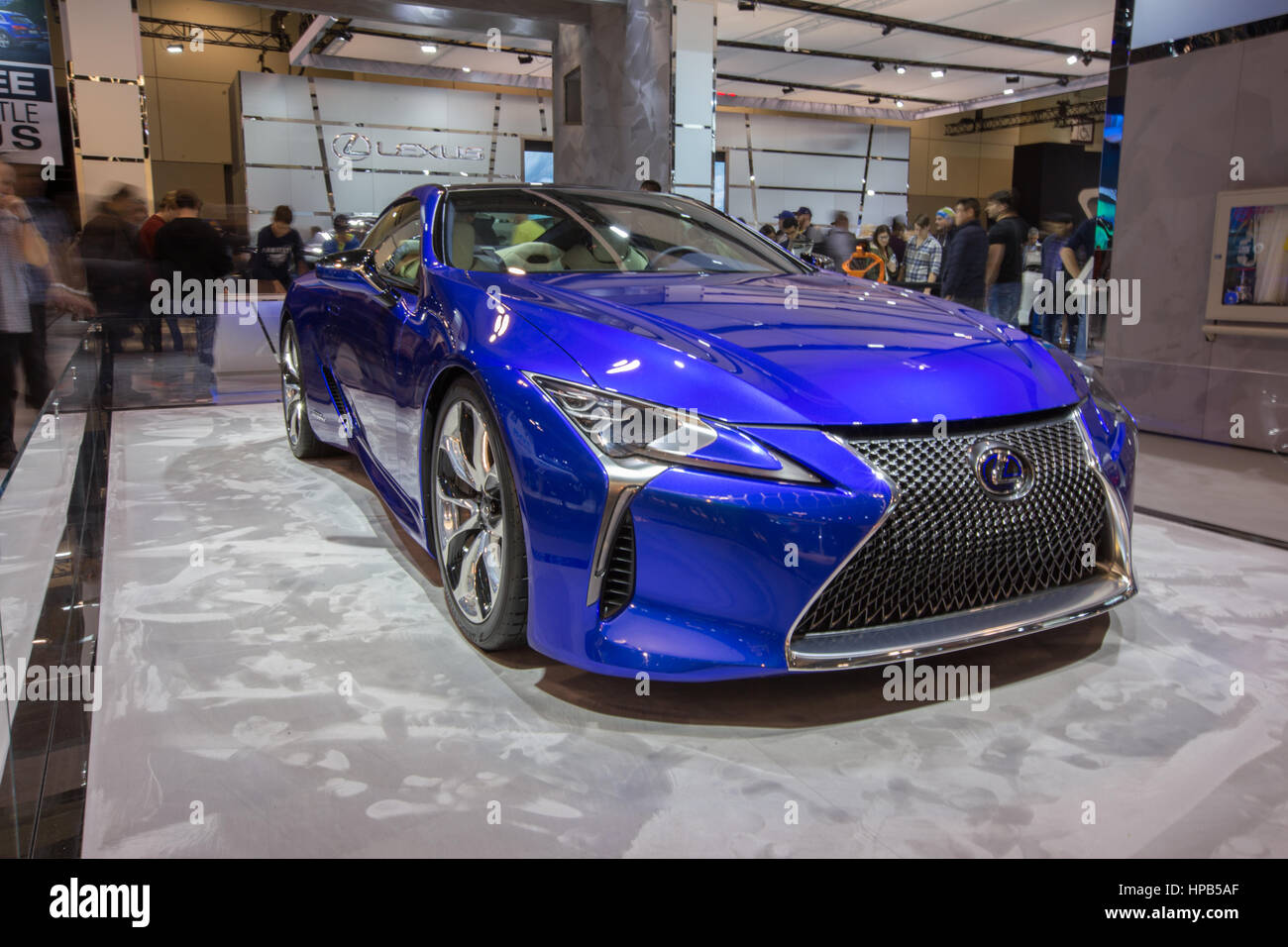 New blue Lexus concept LF-FC on the car show floor Stock Photo