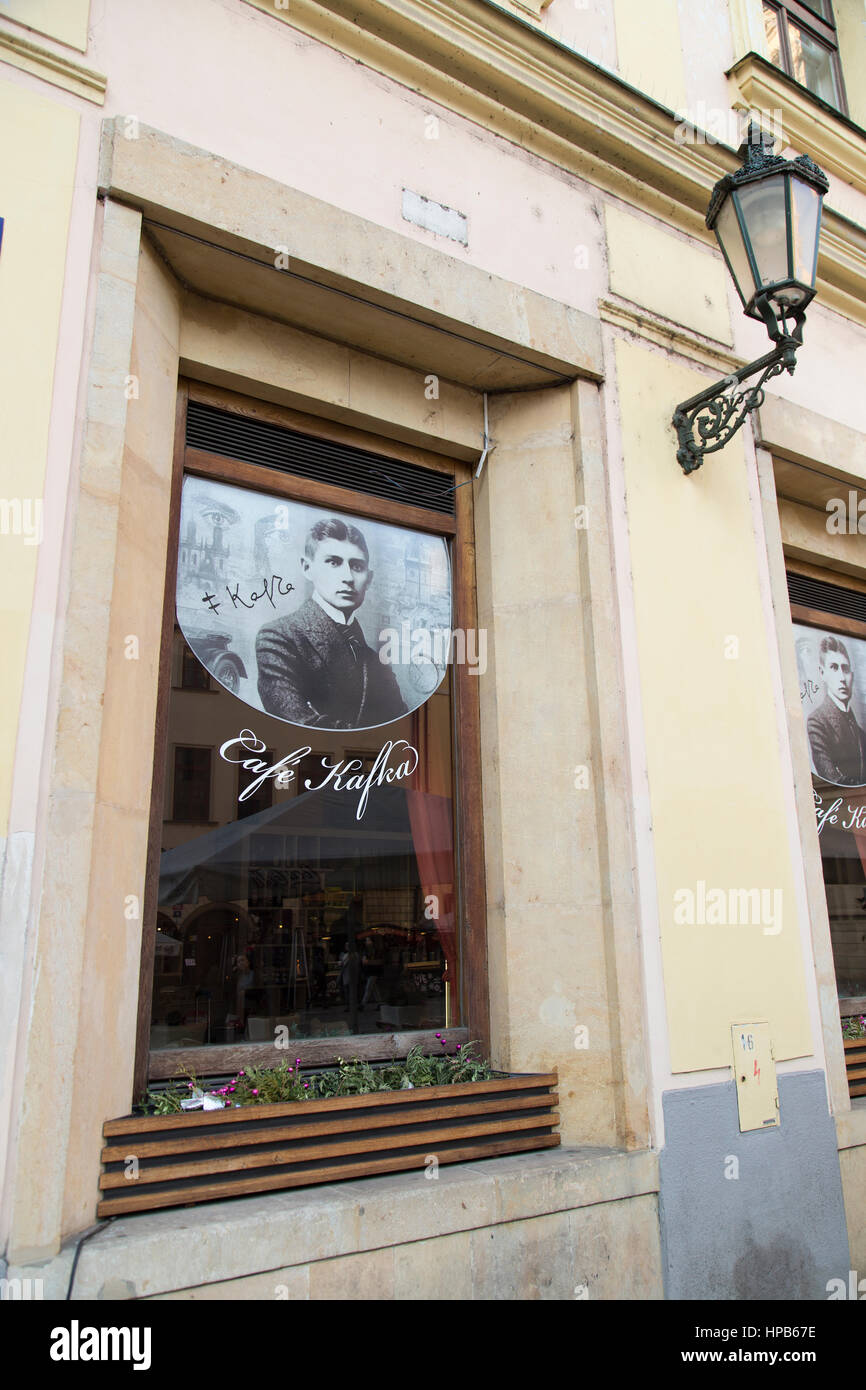 Exterior of Cafe Kafka in Prague Czech Republic Stock Photo