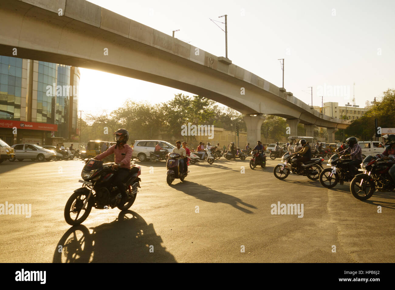 HYDERABAD, INDIA - FEBRUARY 20,2017 Evening rush hour traffic in Hyderabad,India Stock Photo