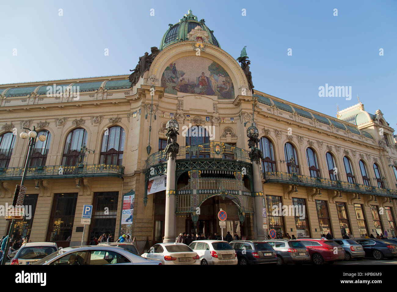 Exterior of the Municipal House in Prague Czech Republic Stock Photo