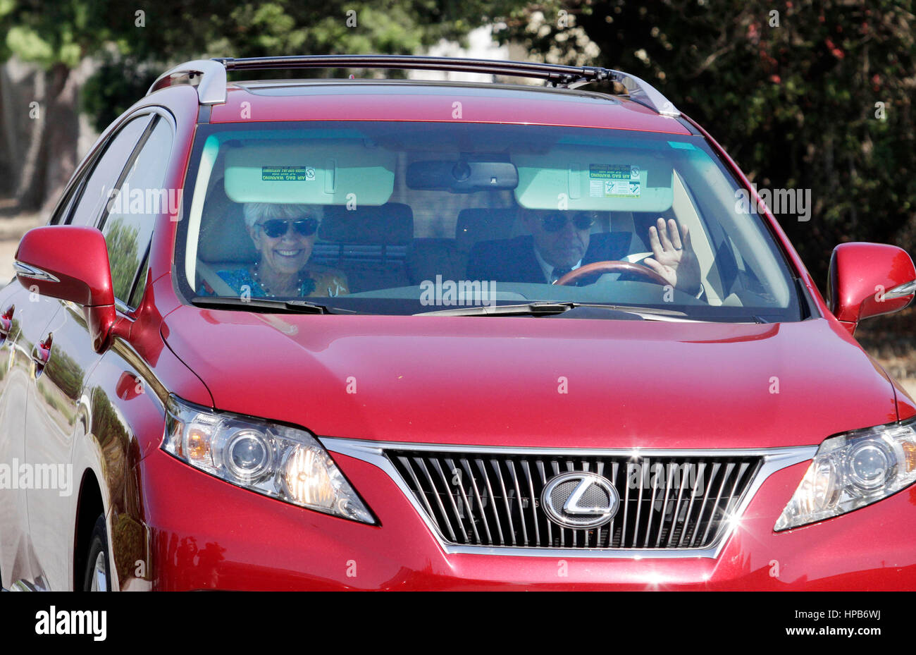 Lynn and Rick Bynes, the parents of actress Amanda Bynes, drive away