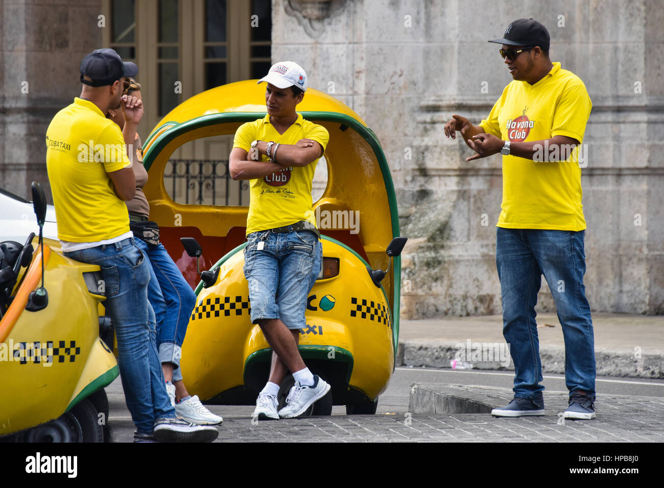 Coco Taxis, Havana Vieja Stock Photo