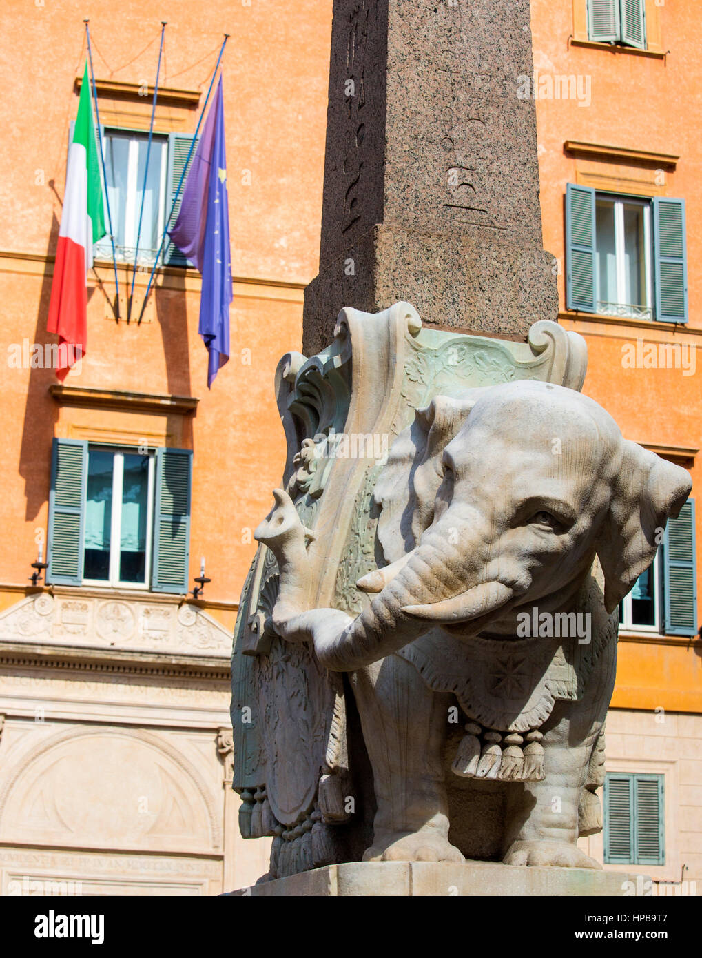 Bernini's Elephant and Obelisk in Piazza della Minerva , Rome, Lazio, Italy, Europe Stock Photo