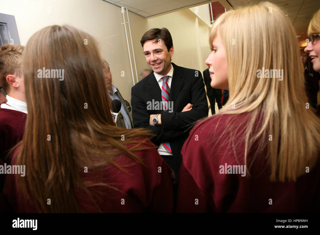 Andy Burnahm, Secretary of State for Culture, Media and Sport, at Failsworth School for it's official opening. Stock Photo
