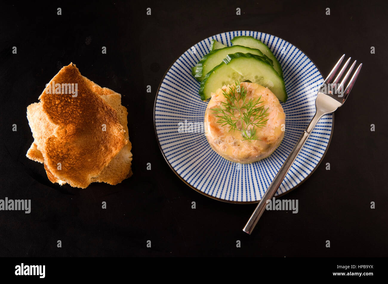 smoked mackerel pate with toast and cucumber Stock Photo Alamy