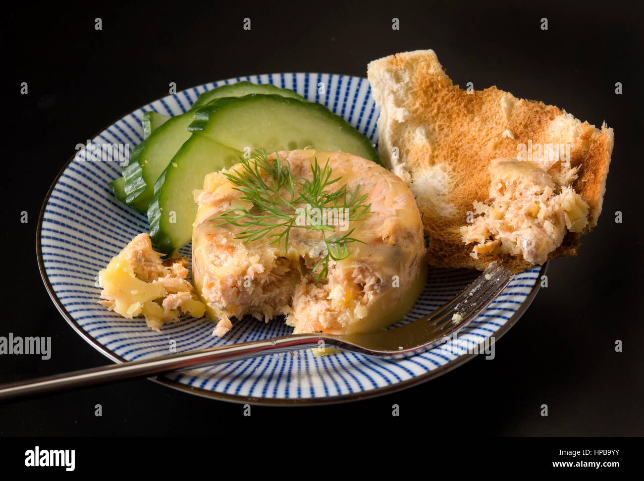 smoked mackerel pate with toast and cucumber Stock Photo Alamy