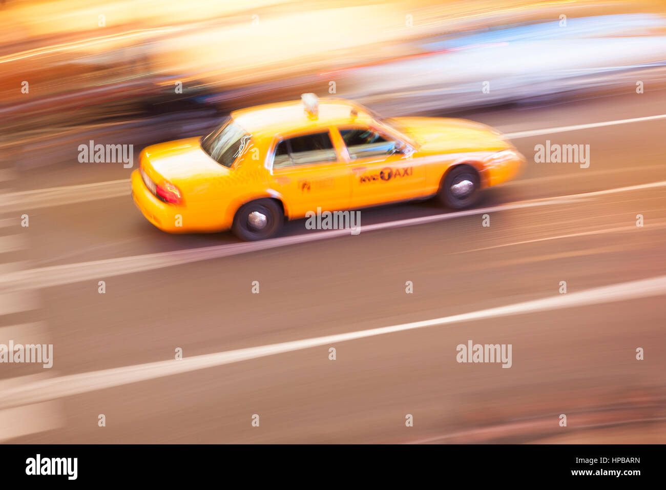 Yellow taxi Cab, Times Square, New York city, New York, USA. Stock Photo