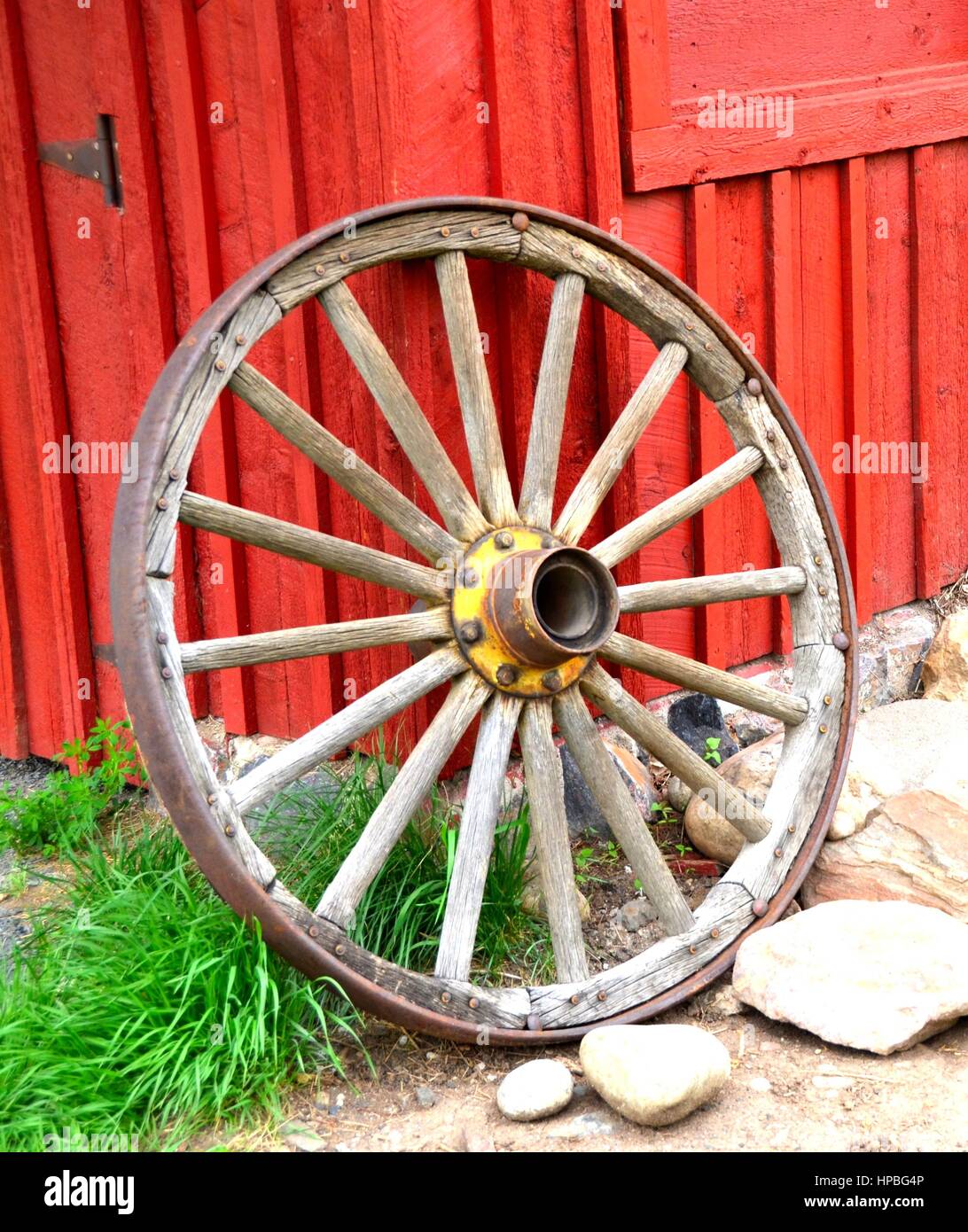 Old Wagon Wheels Stock Photo