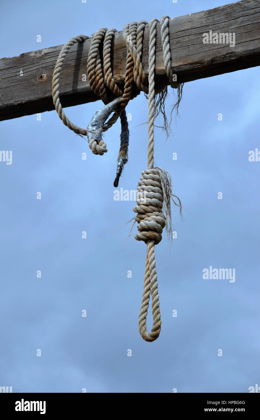 Gallows with Hang Noose Stock Photo