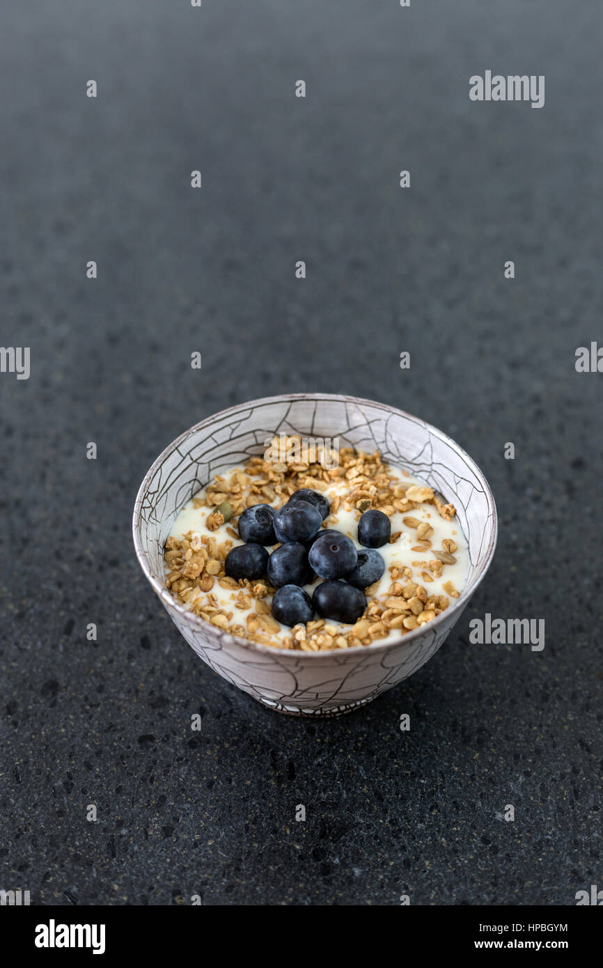 Greek yogurt with blueberries and oats Stock Photo Alamy