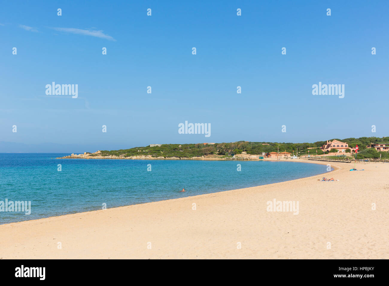 The Beach of porto Pollo Bay, near L'Isuledda, Palau, Sardinia, Italy Stock Photo