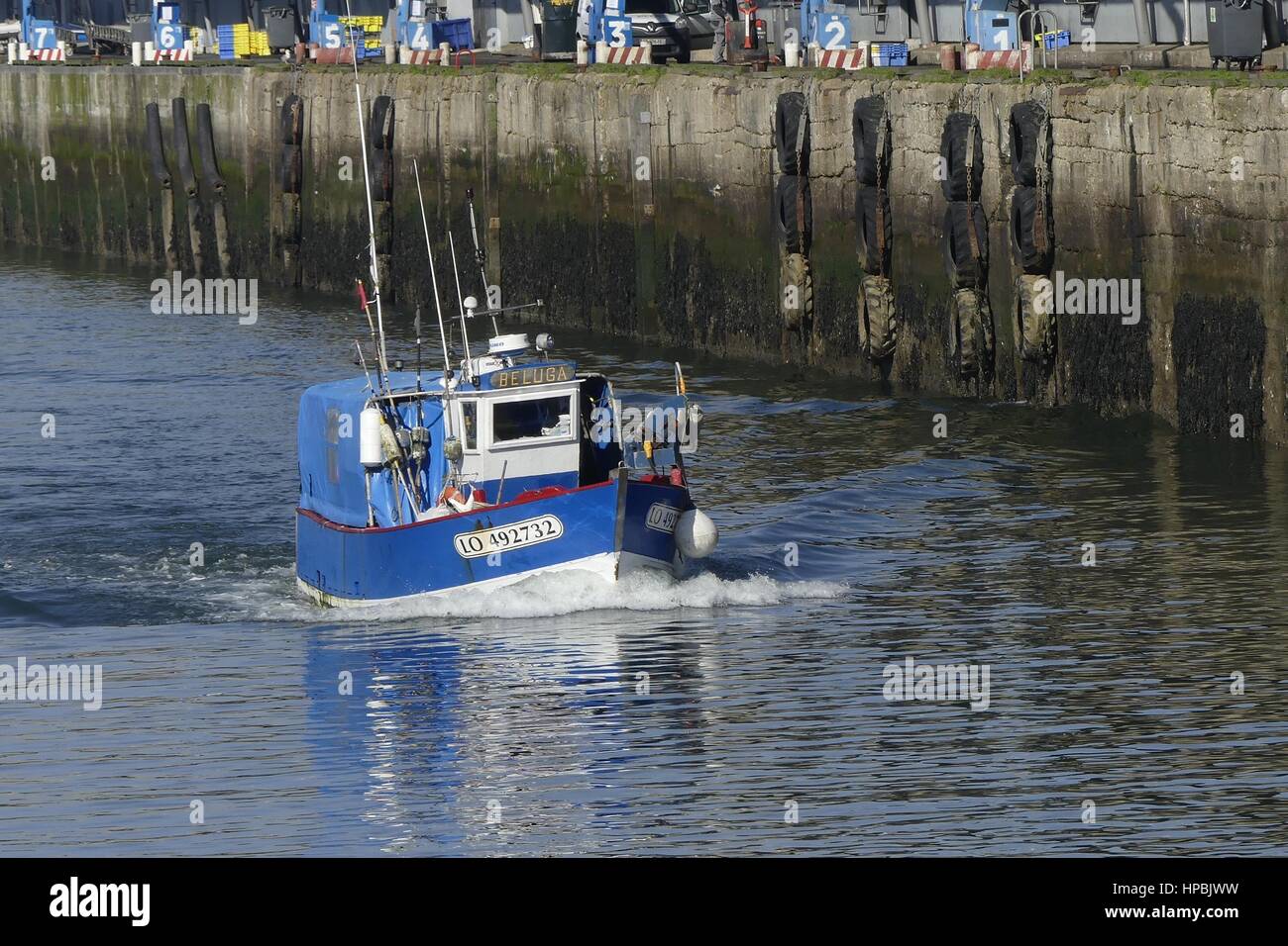 Blue fishing boat winch hi-res stock photography and images - Alamy