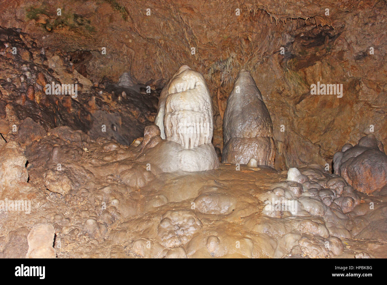 stalactites in cave located in Serbia Stock Photo