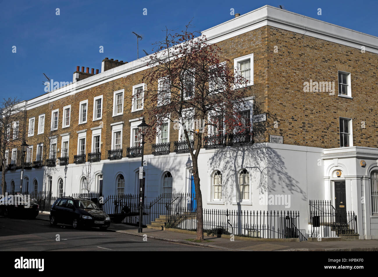 View of row of traditional terraced houses housing in 2017 on Rocliffe Street in Islington London N1 England  UK  KATHY DEWITT Stock Photo